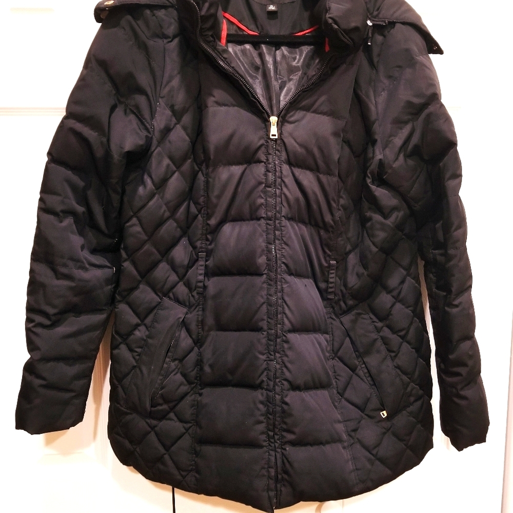 Jones New York- Faux Fur Edge Hood- Winter Jacket- Black-Women's XL